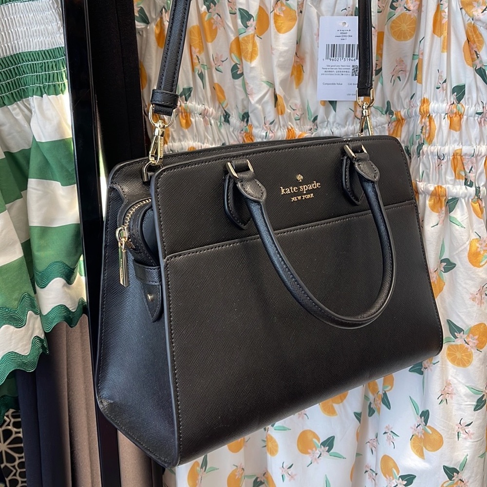 Kate Spade Madison Safiano Leather Medium Satchel Handbag 
COLOR: Black 
NWT - Picture 9 of 16